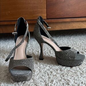 Glam Black and Silver Women's Heels